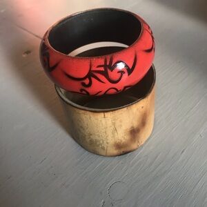 Red and Black Tribal Wood Bracelet